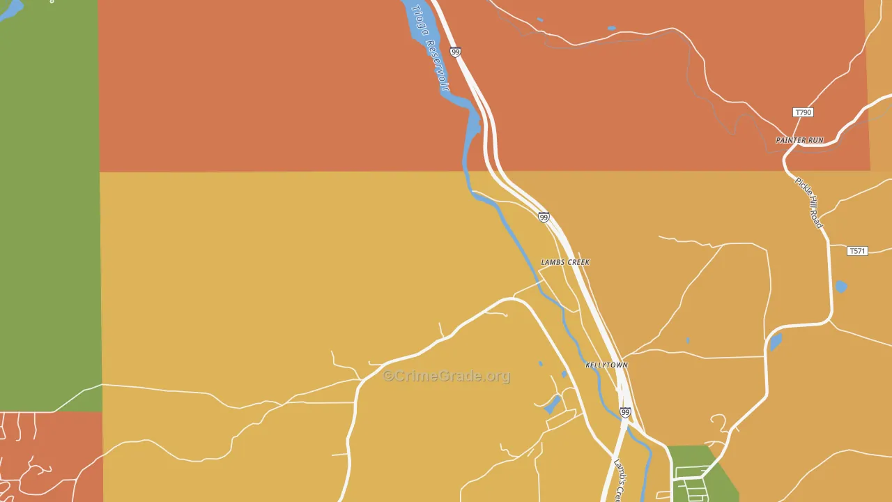 Lambs Creek, PA Map of Robbery Rates