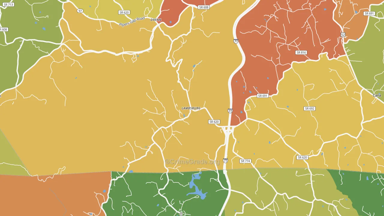 Lambsburg, VA Map of Robbery Rates