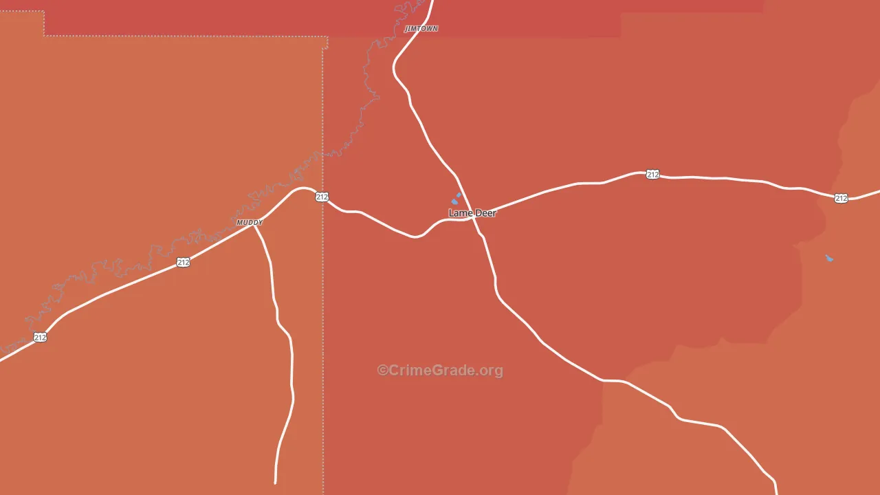 Lame Deer, MT Map of Robbery Rates