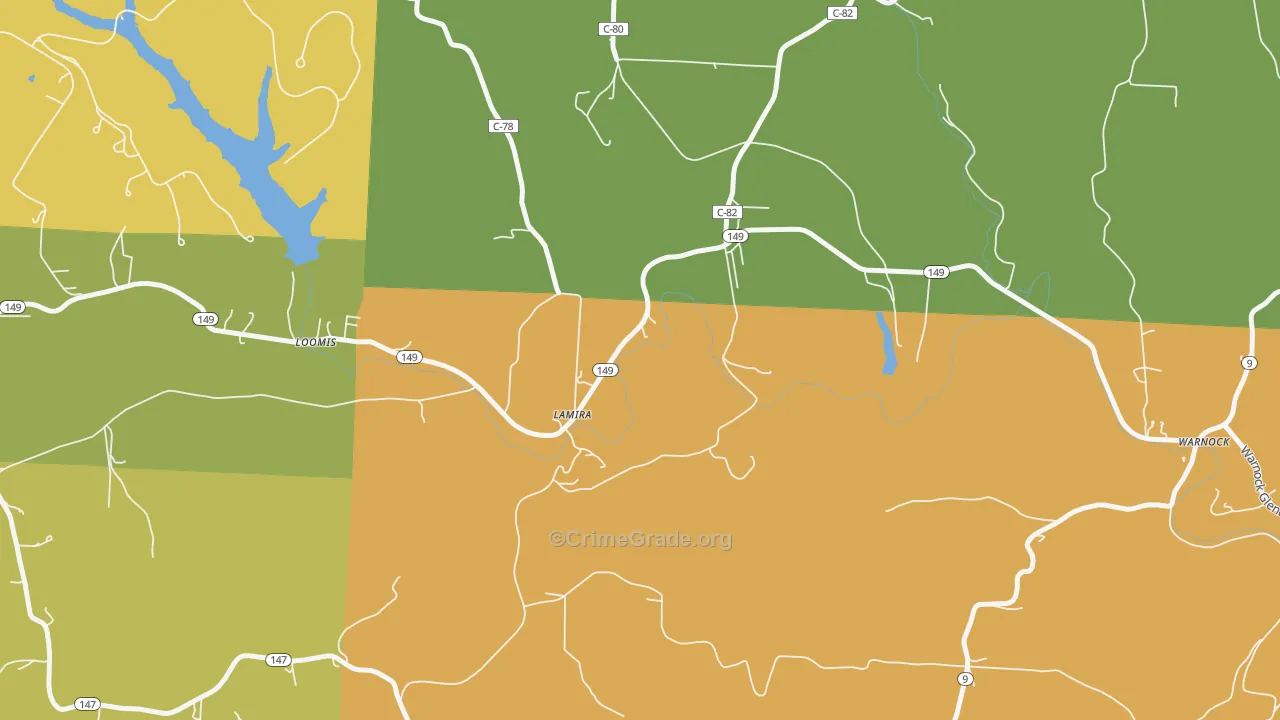Lamira, OH Map of Robbery Rates