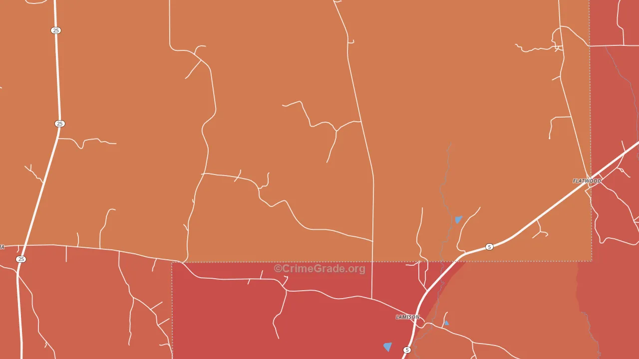 Lamison, AL Map of Robbery Rates
