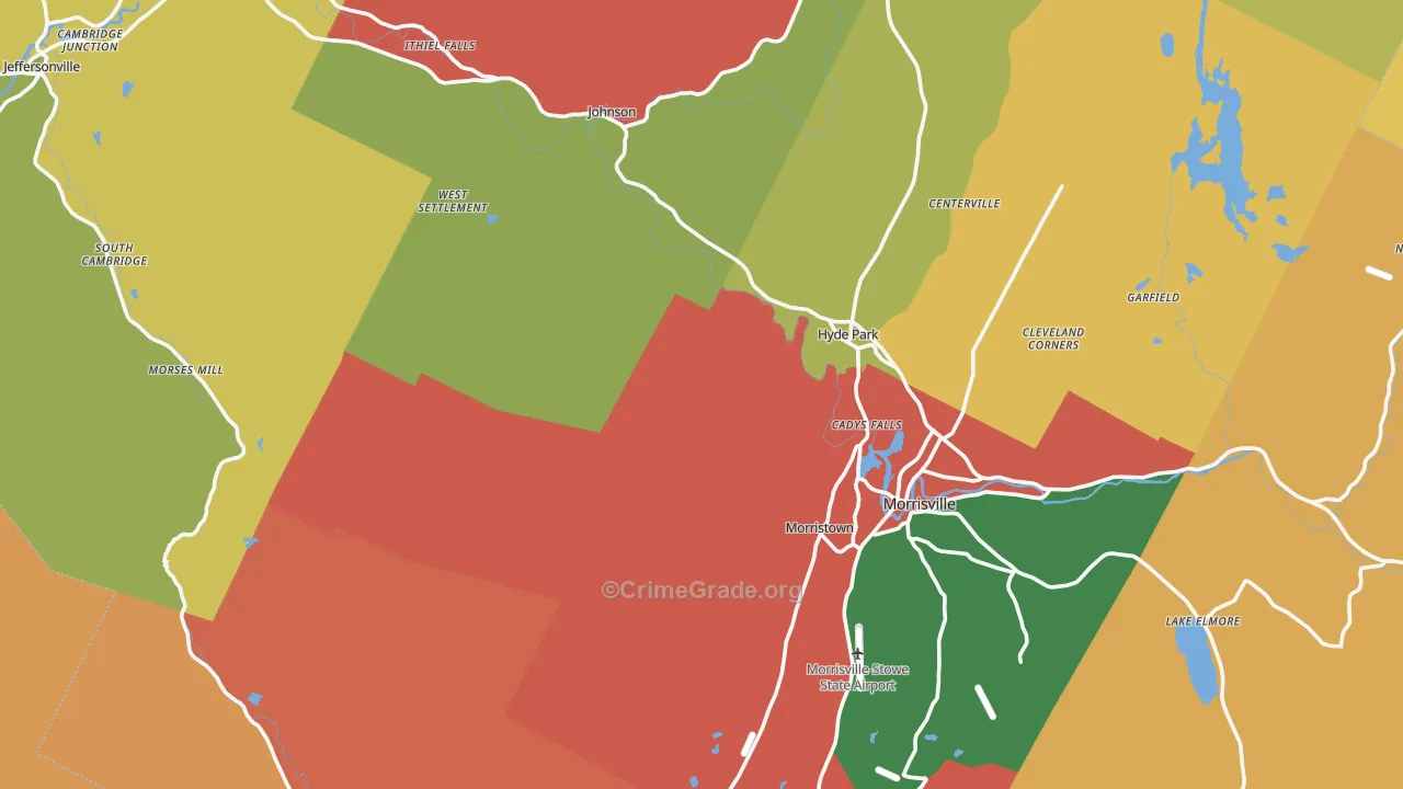 Lamoille County, VT Map of Robbery Rates