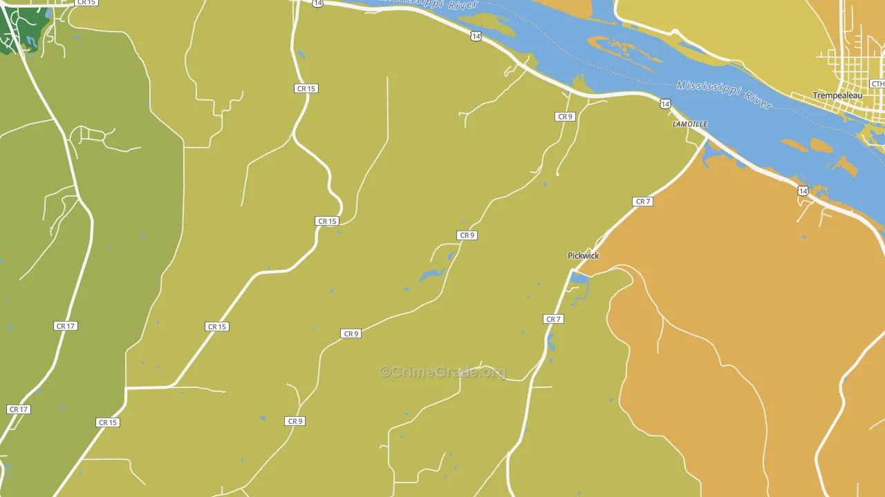 Lamoille, MN Map of Robbery Rates
