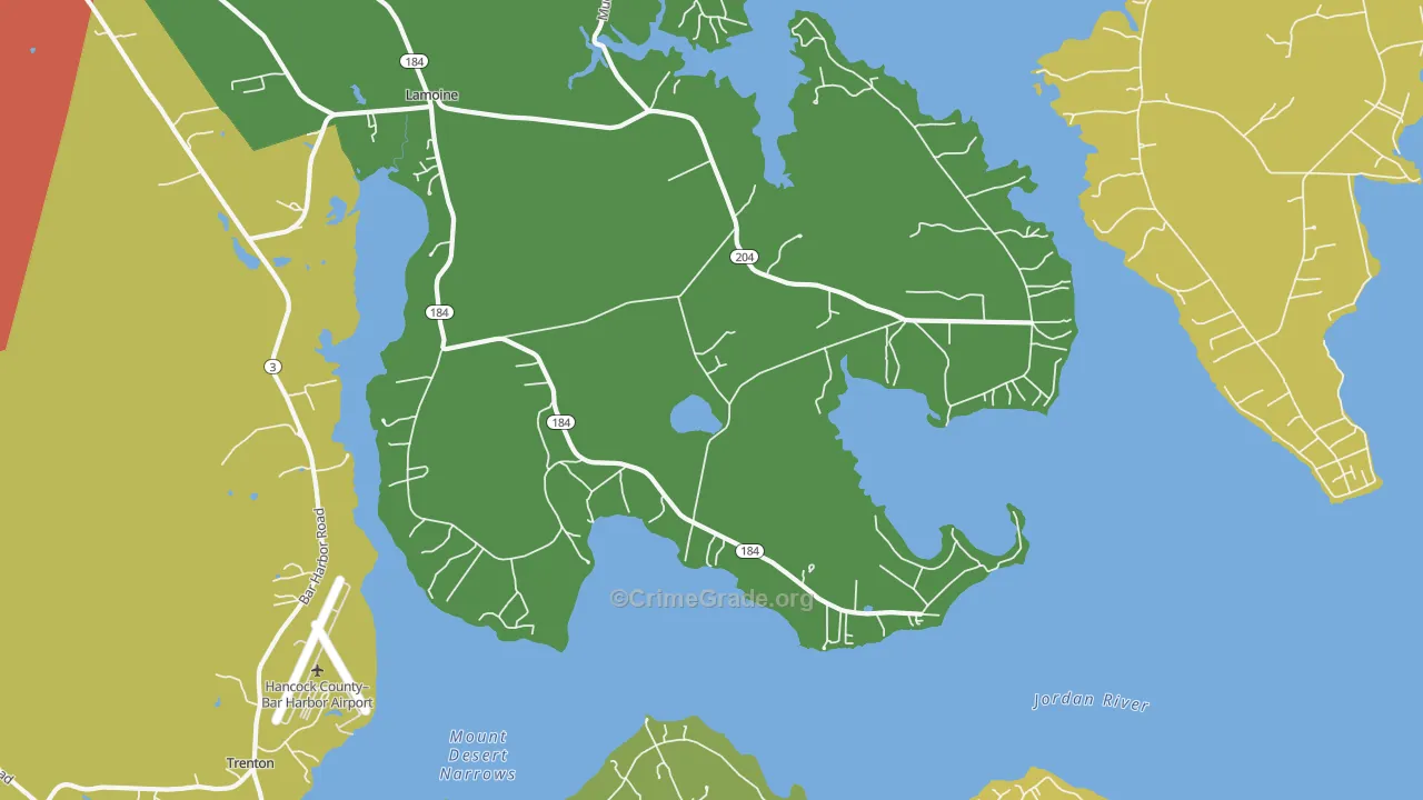 Lamoine, ME Map of Robbery Rates