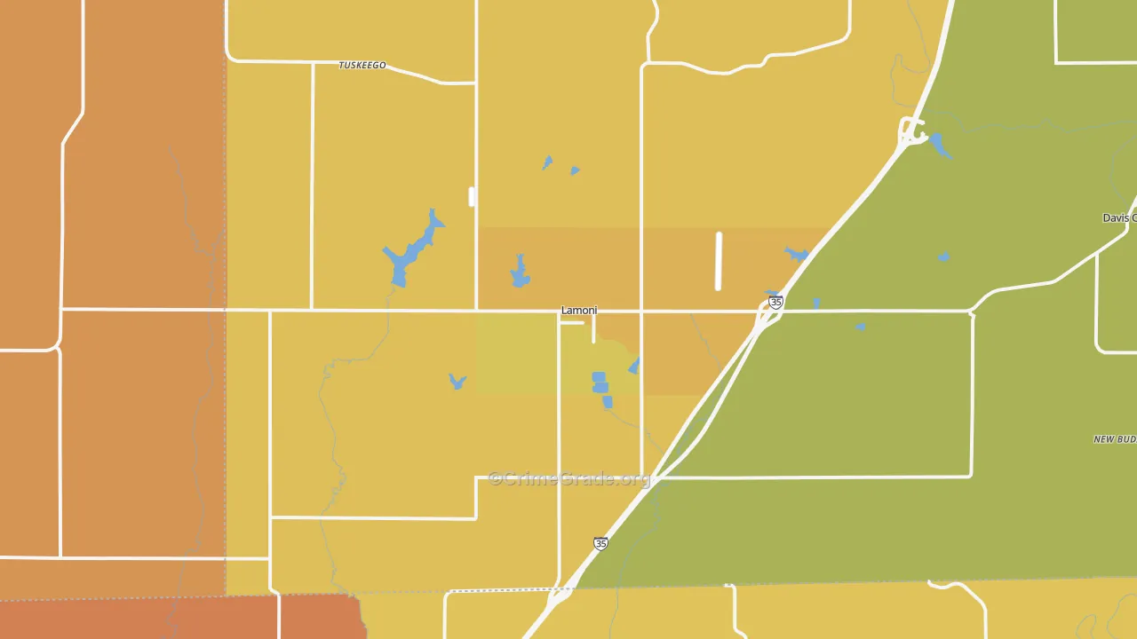 Lamoni, IA Map of Robbery Rates