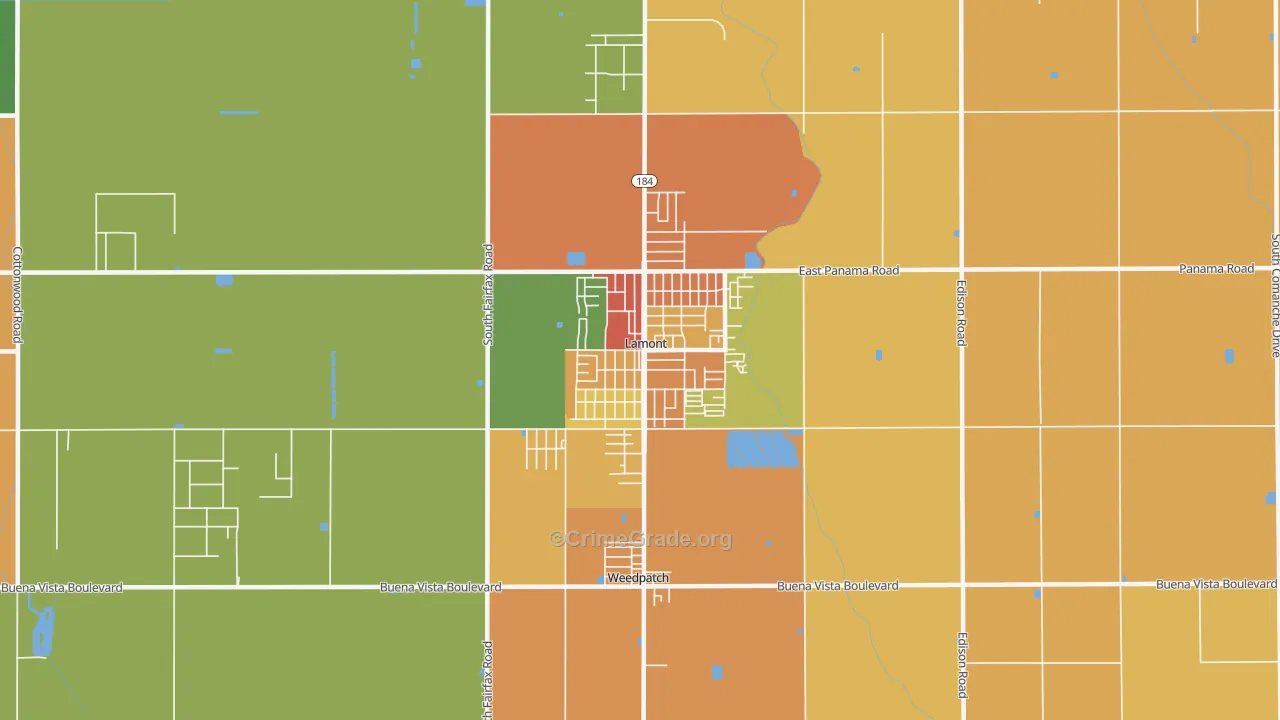 Lamont, CA Map of Robbery Rates