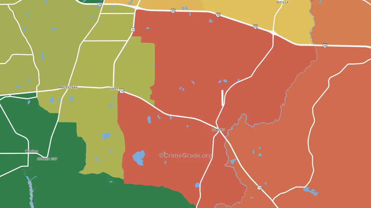 Lamont, FL Map of Robbery Rates
