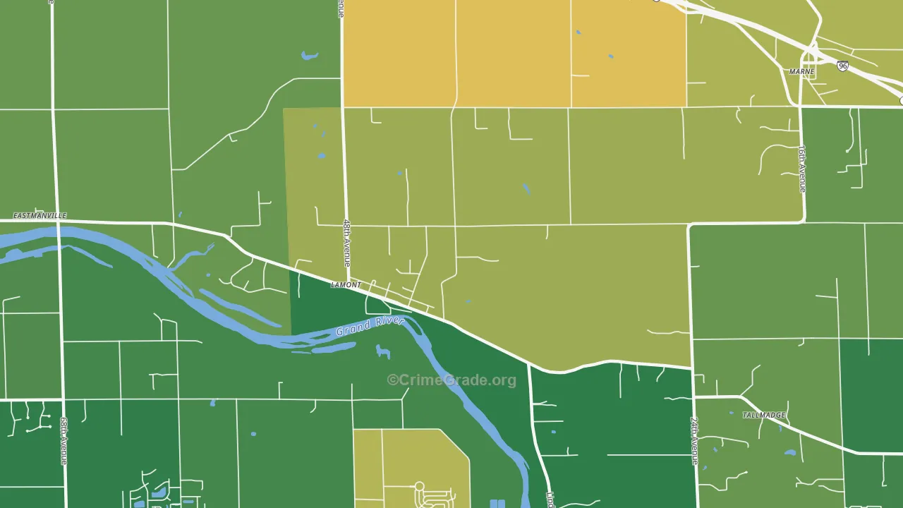 Lamont, MI Map of Robbery Rates