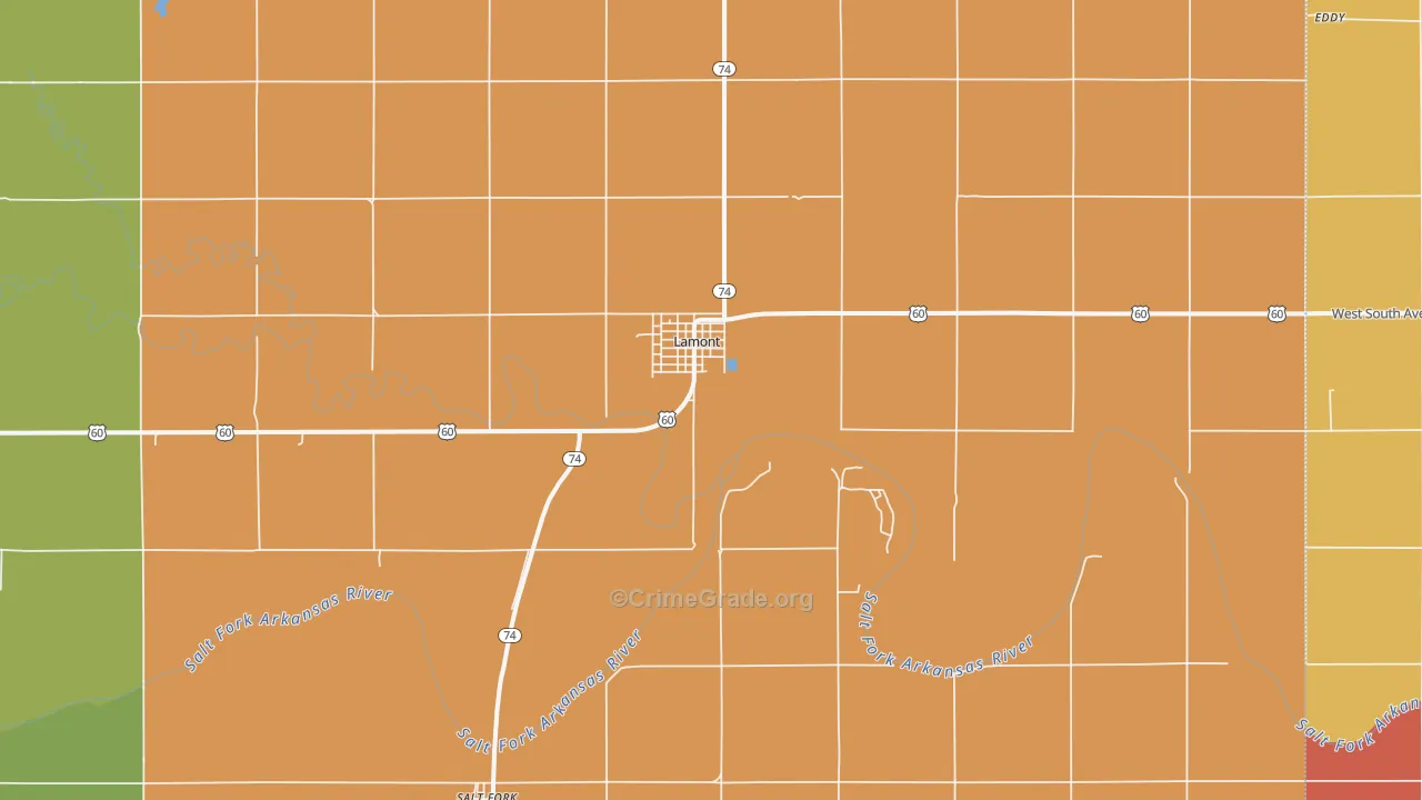 Lamont, OK Map of Robbery Rates