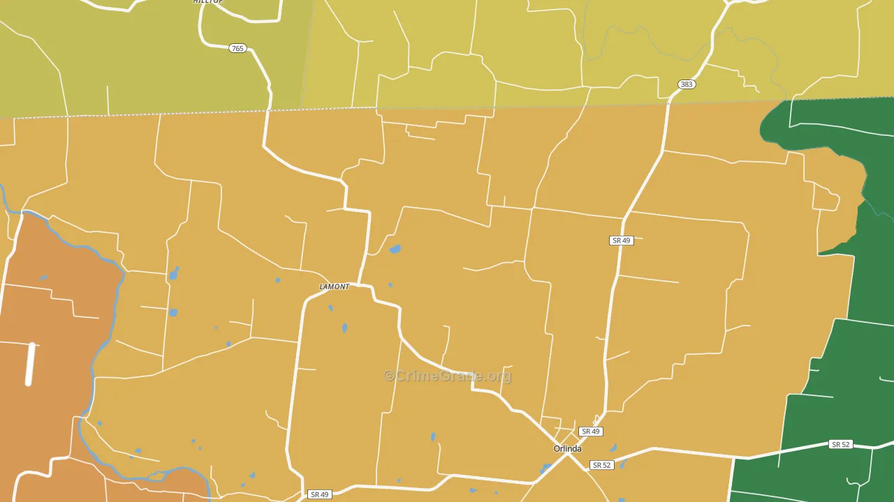 Lamont, TN Map of Robbery Rates
