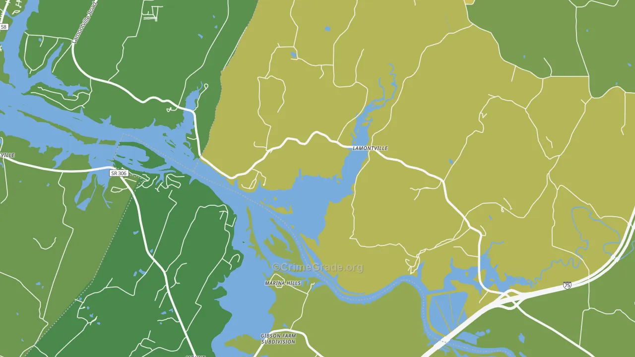 Lamontville, TN Map of Robbery Rates