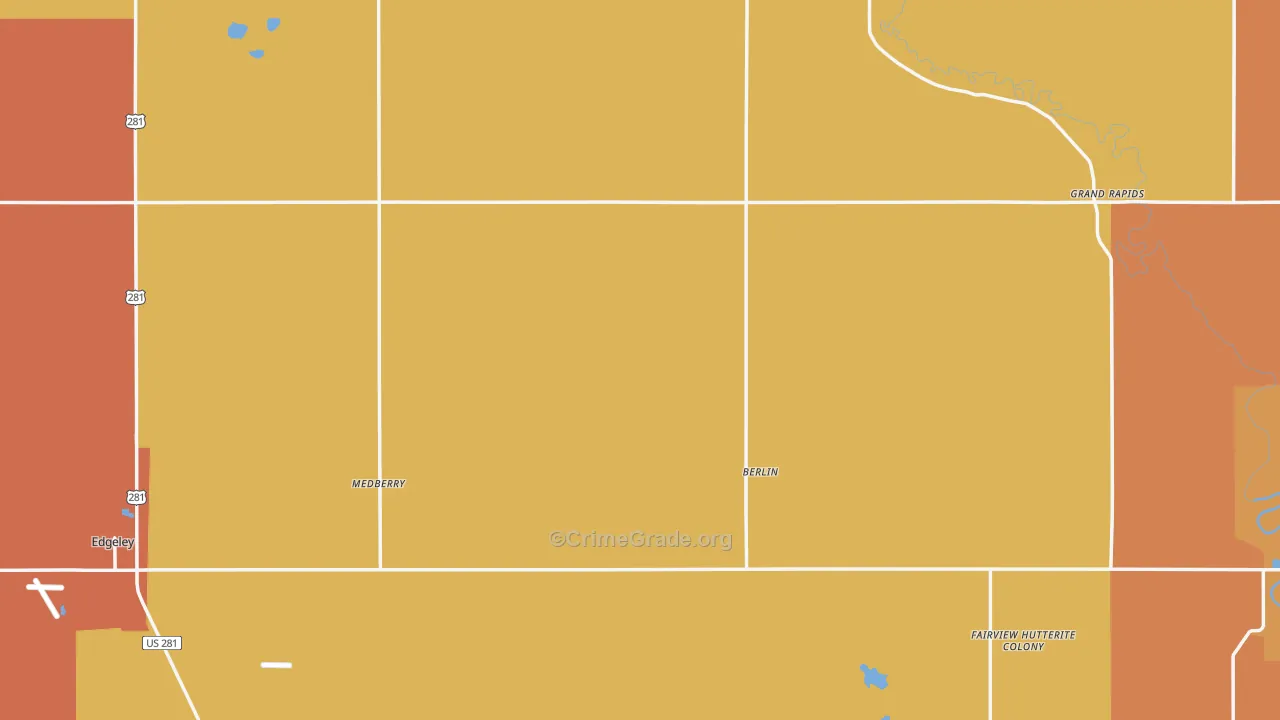 LaMoure County, ND Map of Robbery Rates