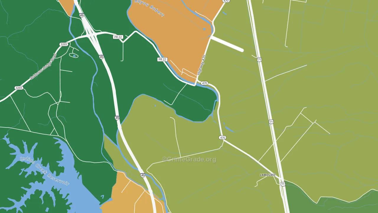 Lamourie, LA Map of Robbery Rates
