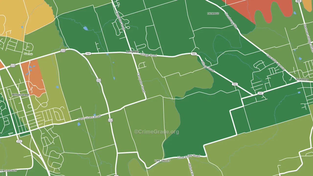 Lampeter, PA Map of Robbery Rates