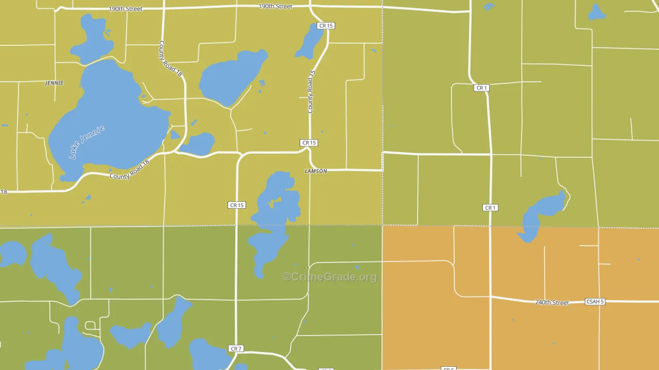 Lamson, MN Map of Robbery Rates