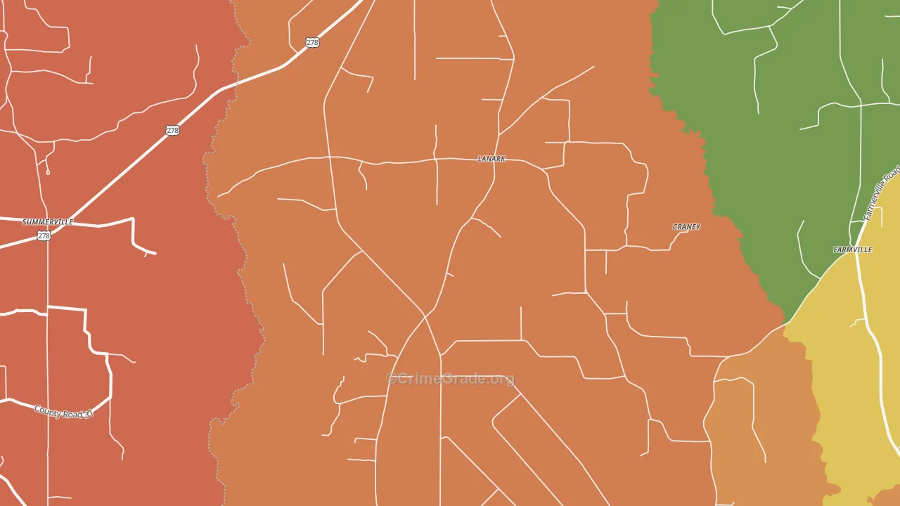 Lanark, AR Map of Robbery Rates
