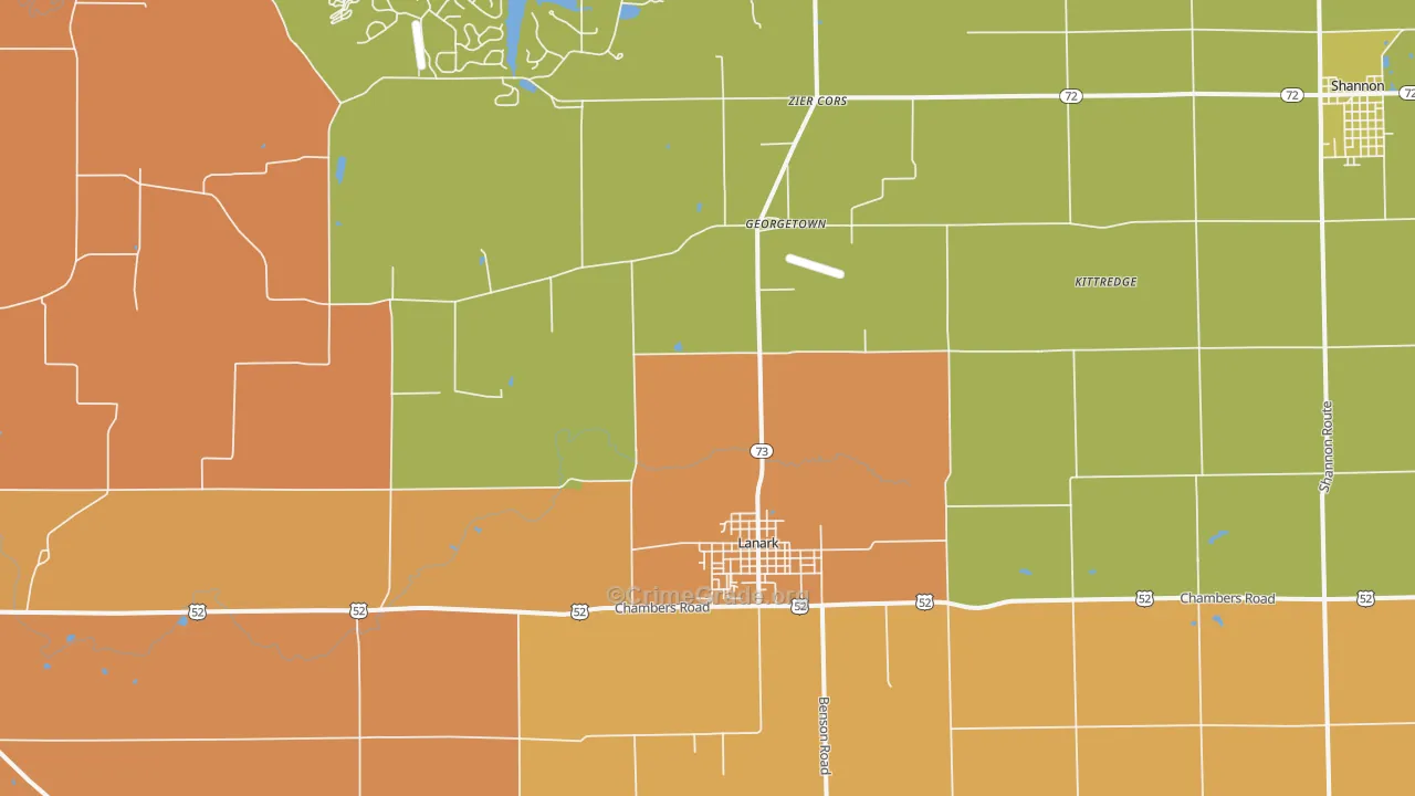 Lanark, IL Map of Robbery Rates