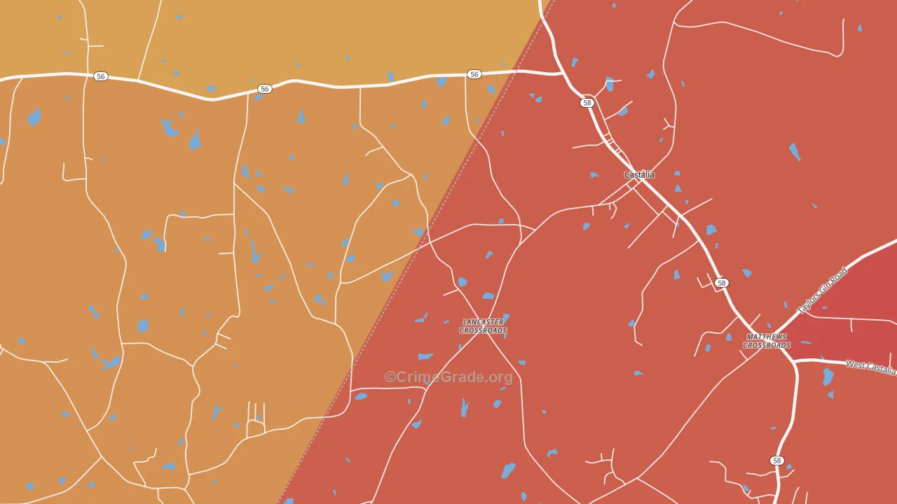 Lancaster Crossroads, NC Map of Robbery Rates