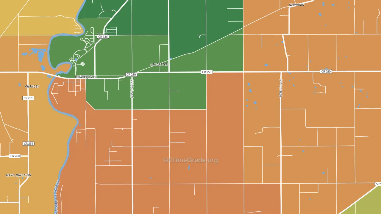 Lancaster, FL Map of Robbery Rates