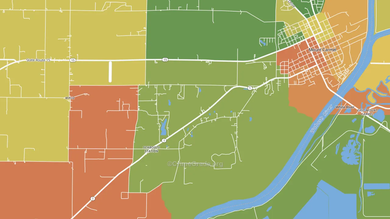 Lancaster, IL Map of Robbery Rates