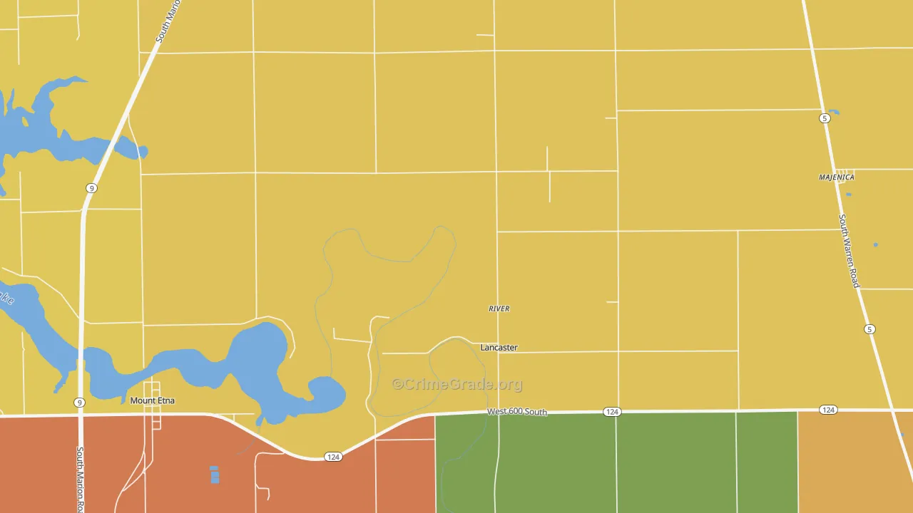 Lancaster, IN Map of Robbery Rates