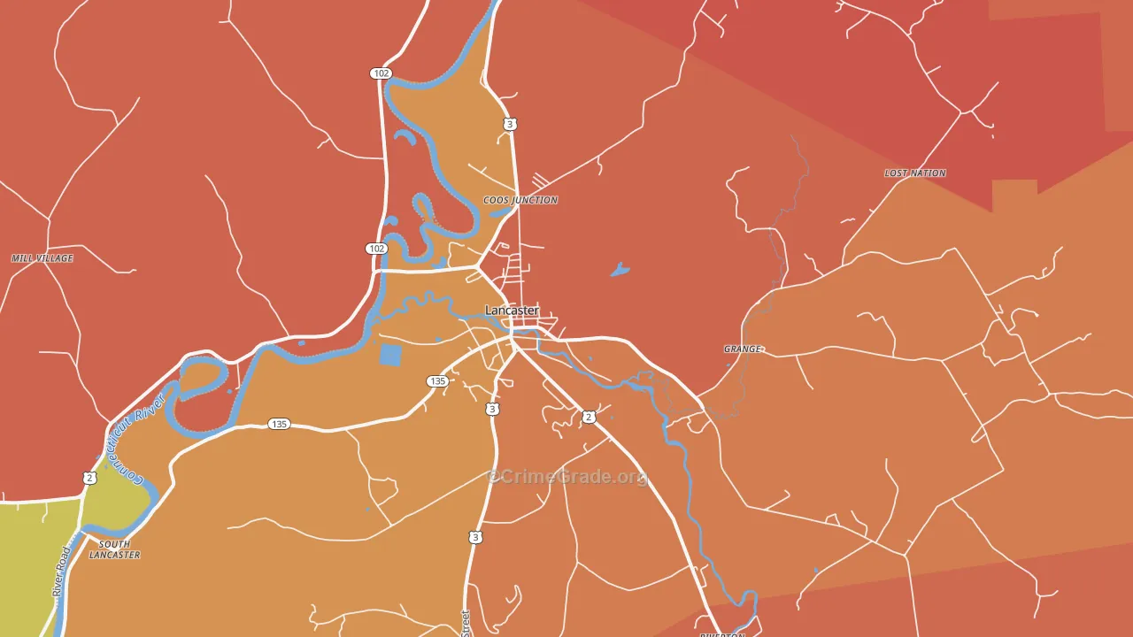 Lancaster, NH Map of Robbery Rates
