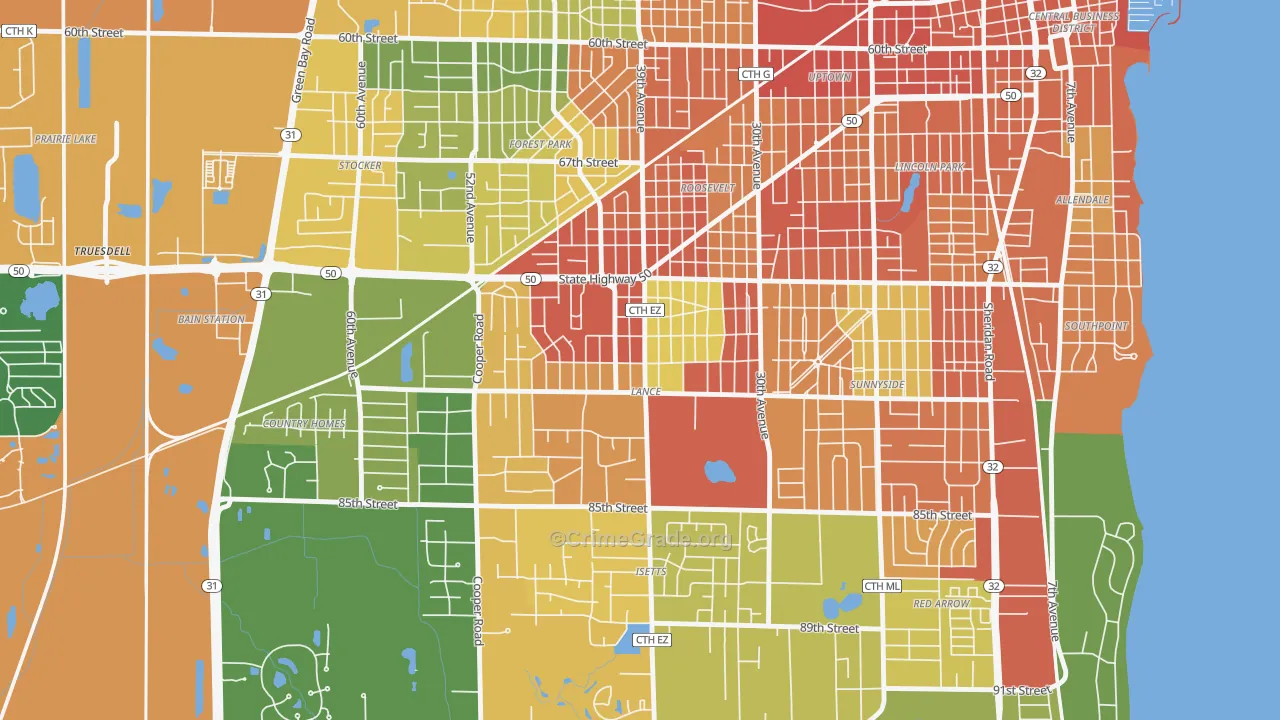 Lance, Kenosha, WI Map of Robbery Rates