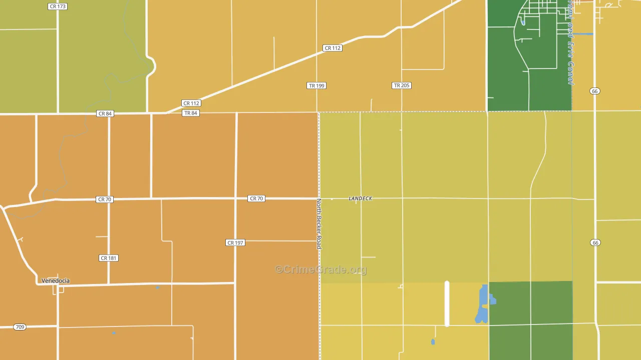 Landeck, OH Map of Robbery Rates