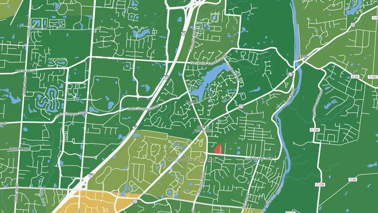 Landen, OH Map of Robbery Rates
