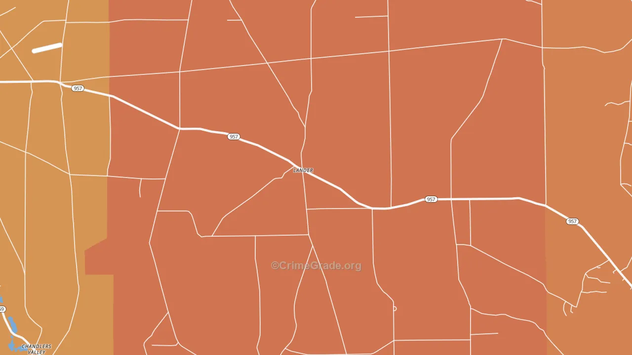 Lander, PA Map of Robbery Rates