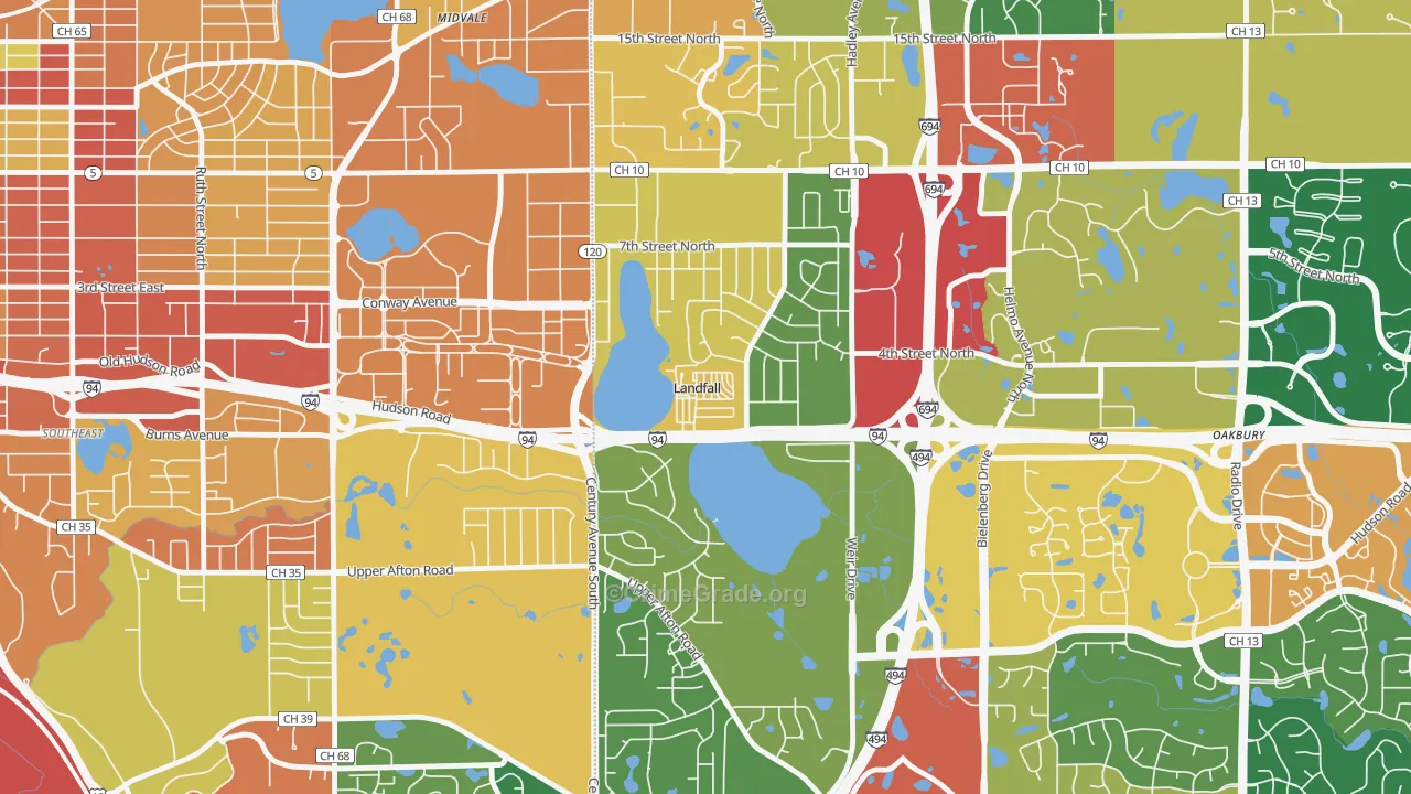 Landfall, MN Map of Robbery Rates