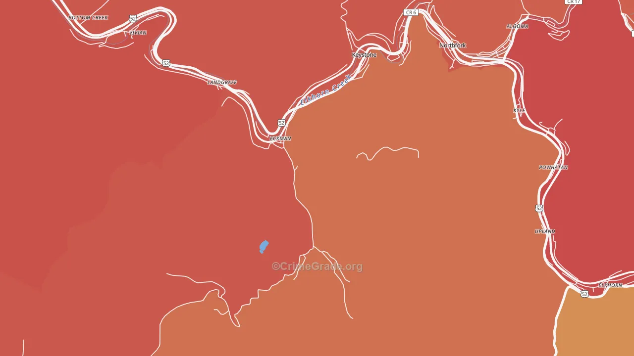 Landgraff, WV Map of Robbery Rates