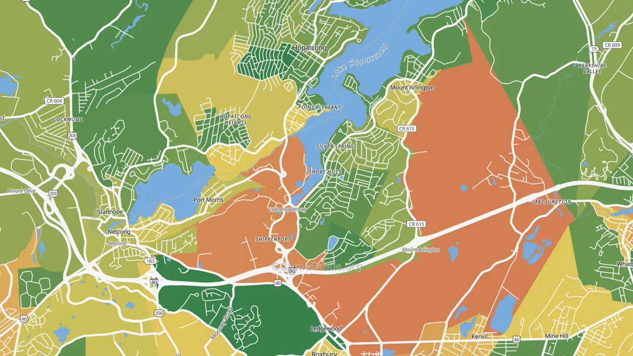 Landing, NJ Map of Robbery Rates