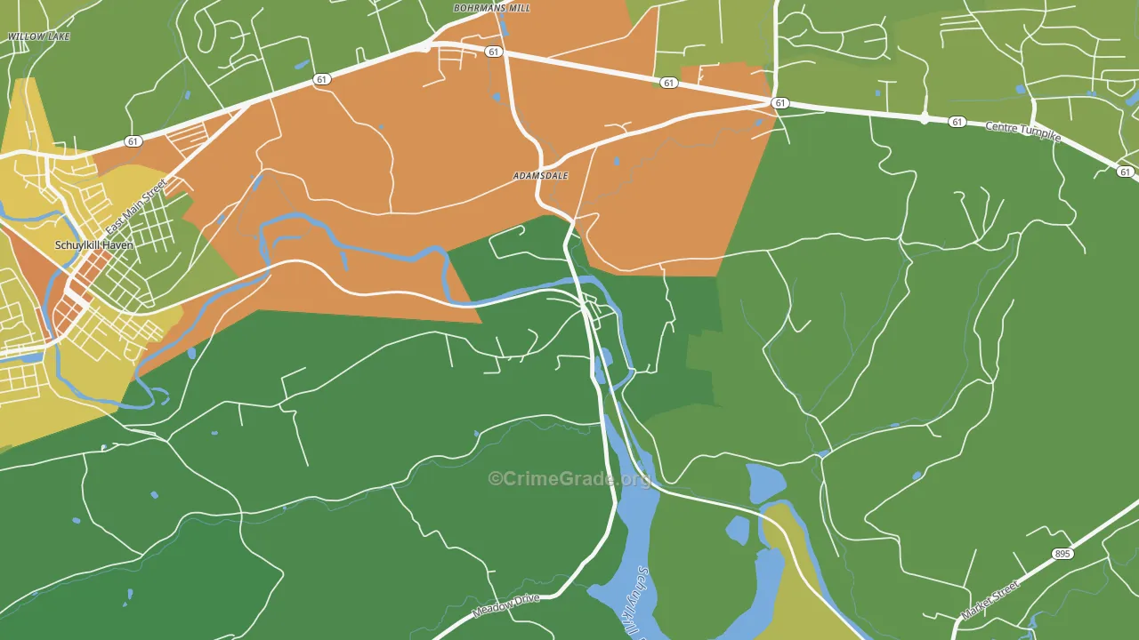 Landingville, PA Map of Robbery Rates
