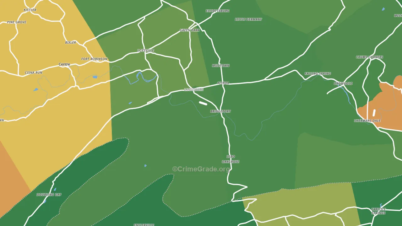 Landisburg, PA Map of Robbery Rates