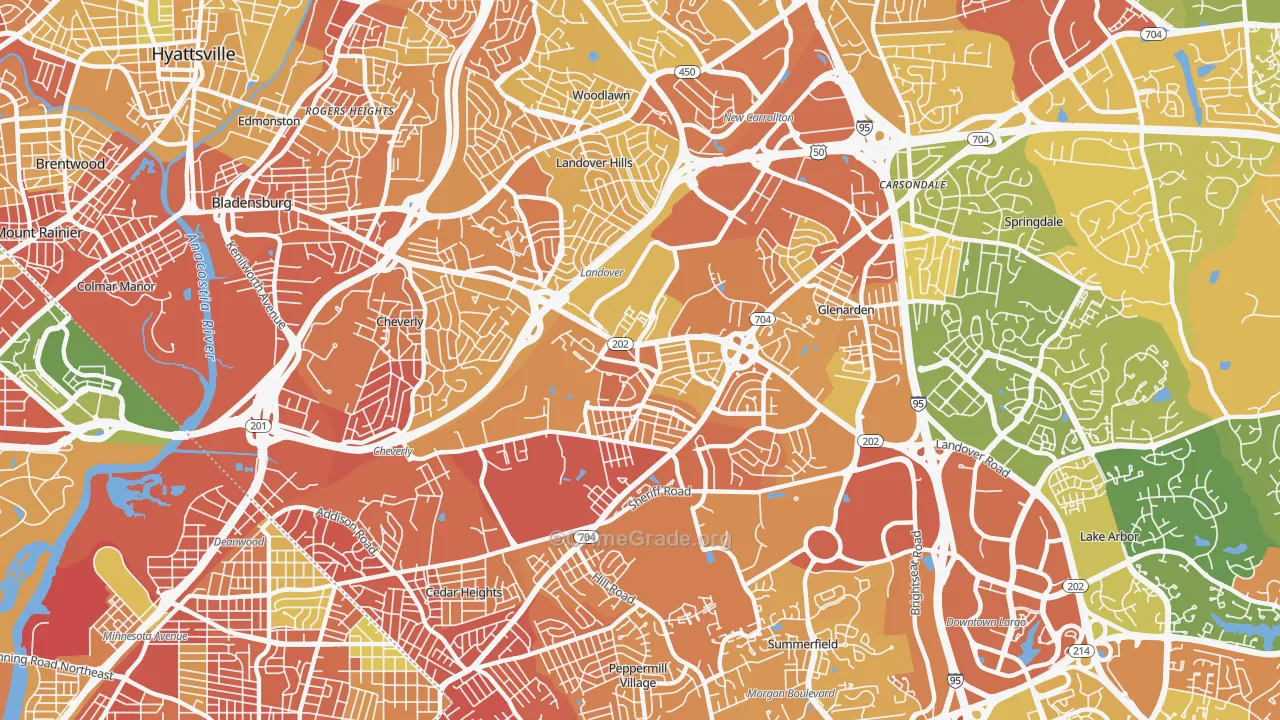 Landover, MD Map of Robbery Rates