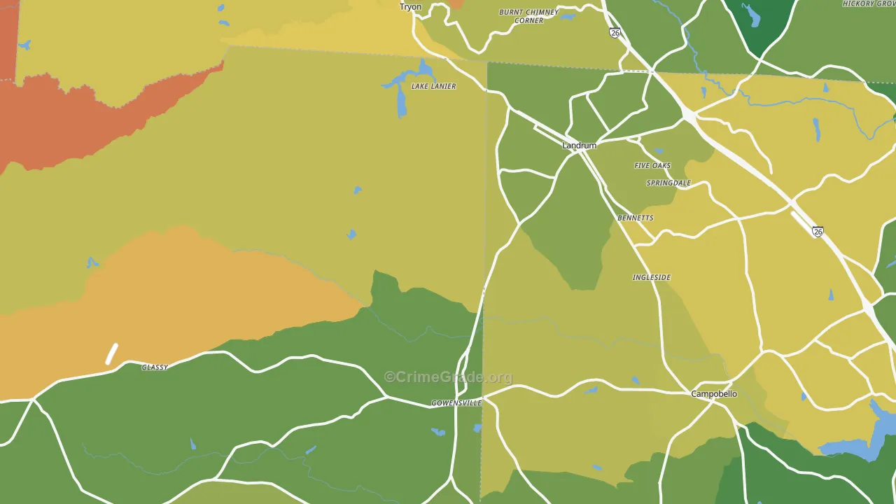 Landrum, SC Map of Robbery Rates