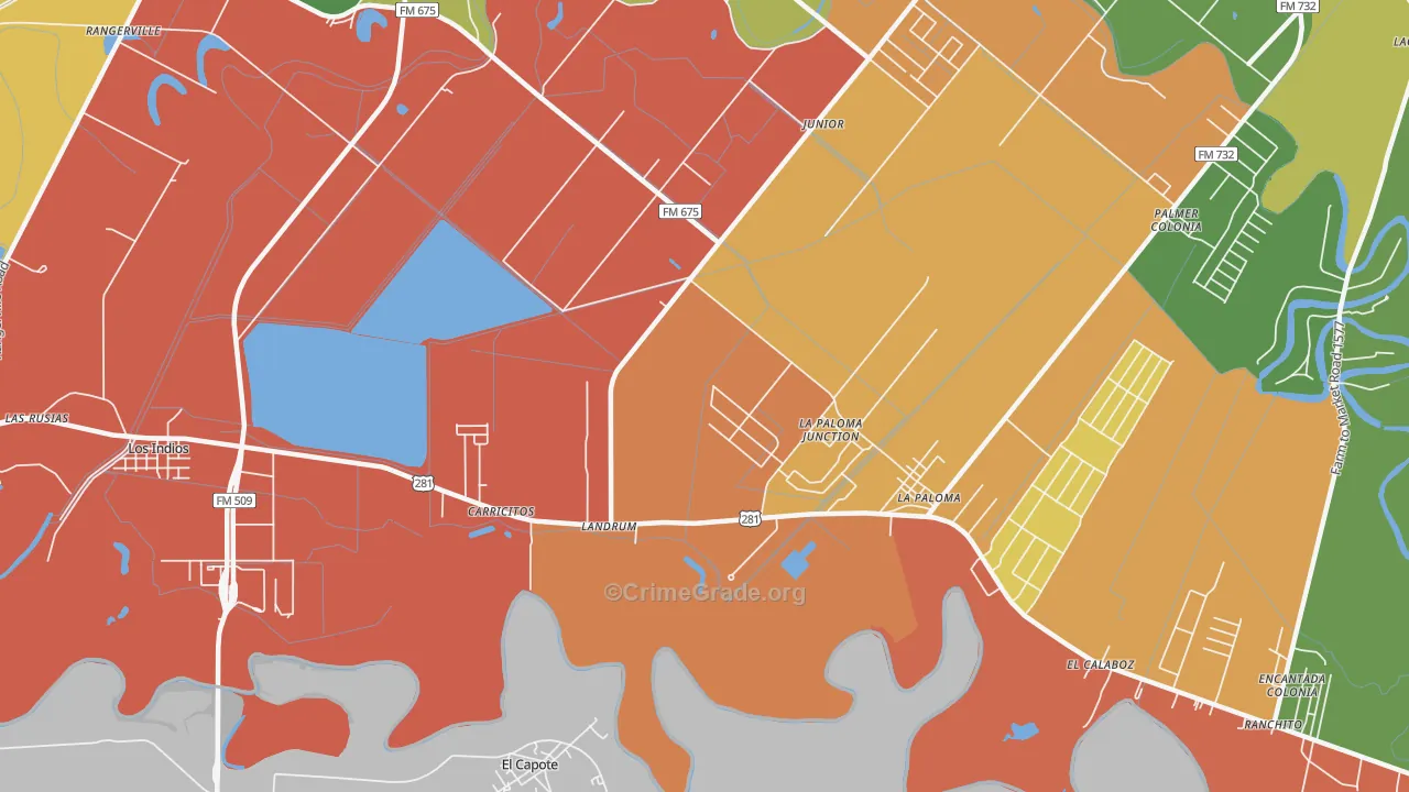Landrum, TX Map of Robbery Rates