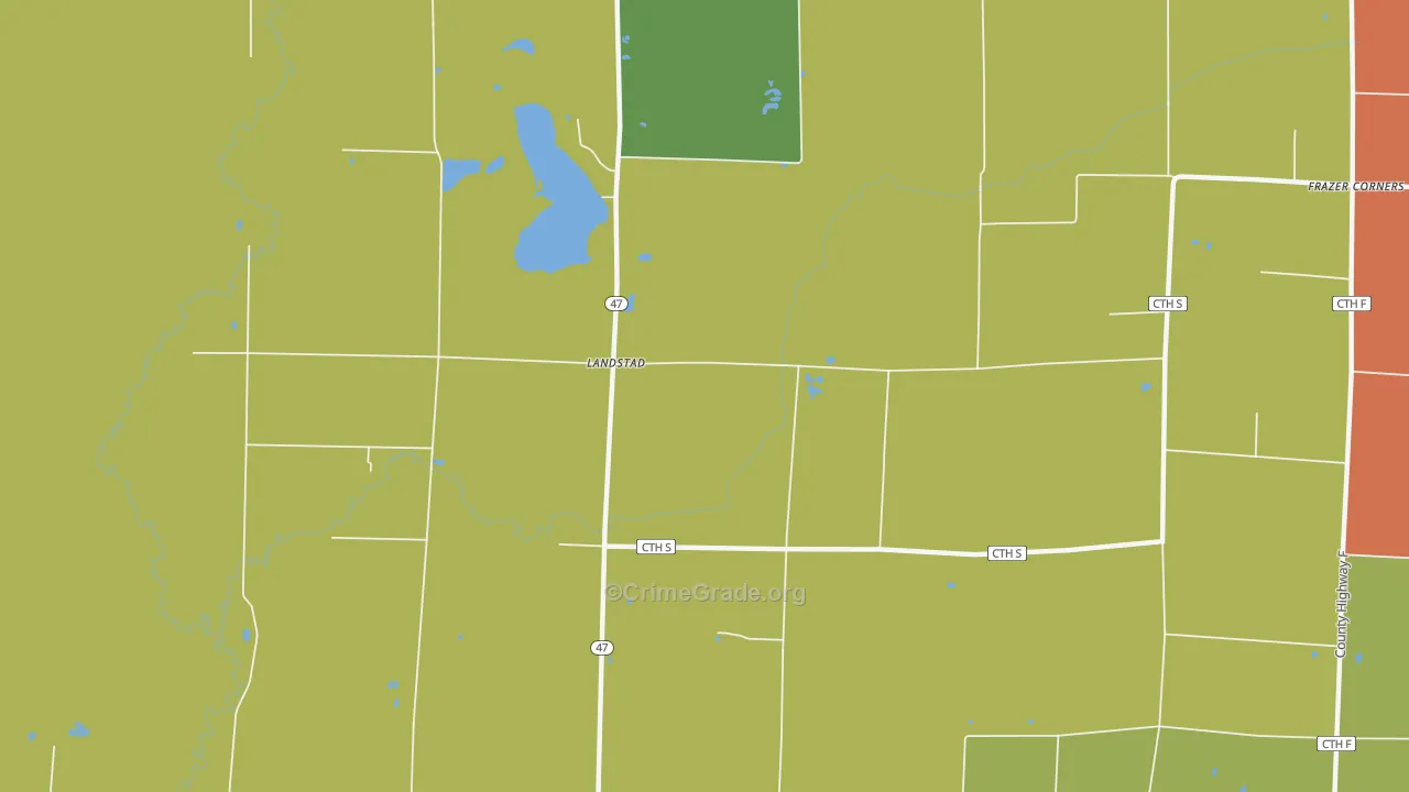 Landstad, WI Map of Robbery Rates