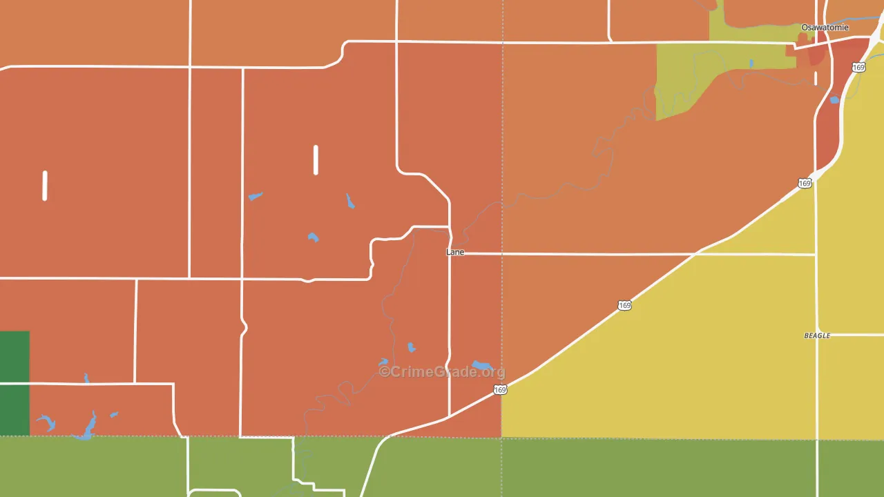 Lane, KS Map of Robbery Rates