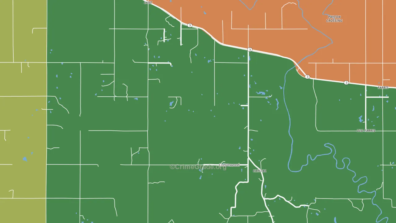 Lane, OK Map of Robbery Rates
