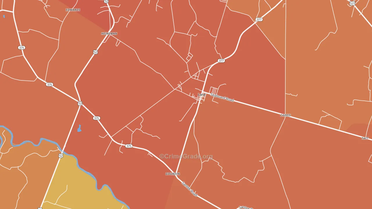 Lane, SC Map of Robbery Rates
