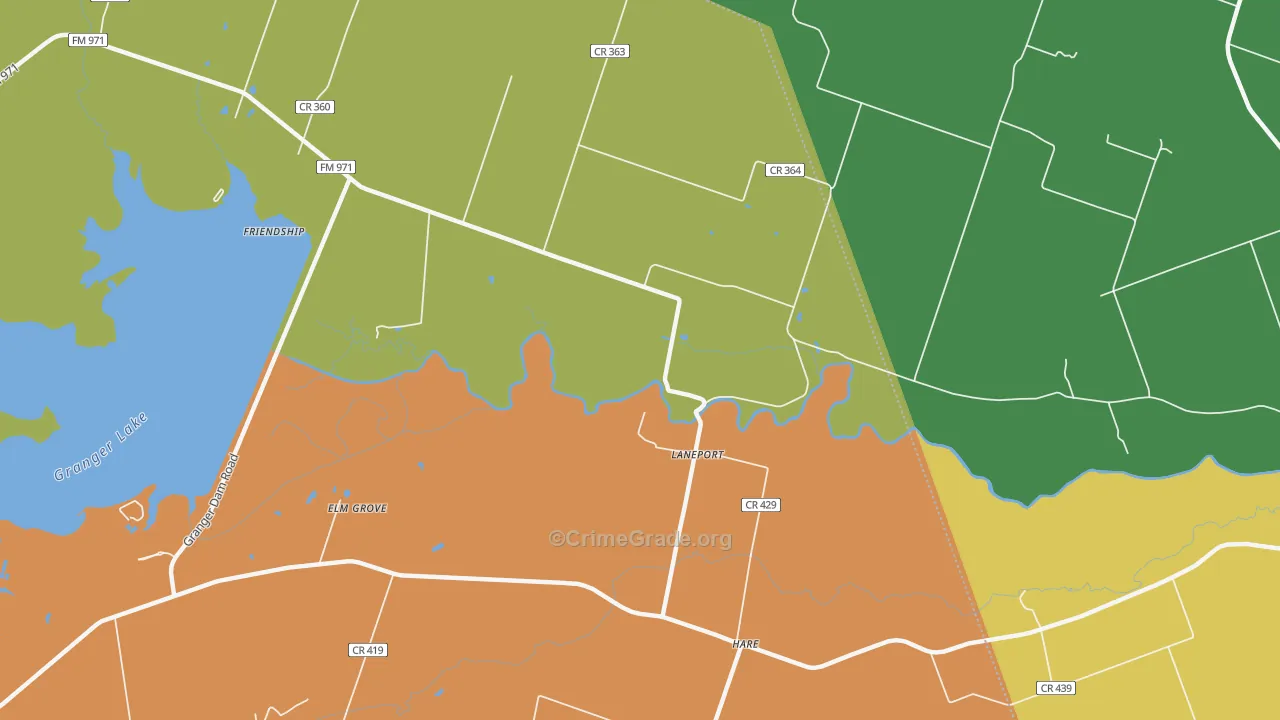 Laneport, TX Map of Robbery Rates