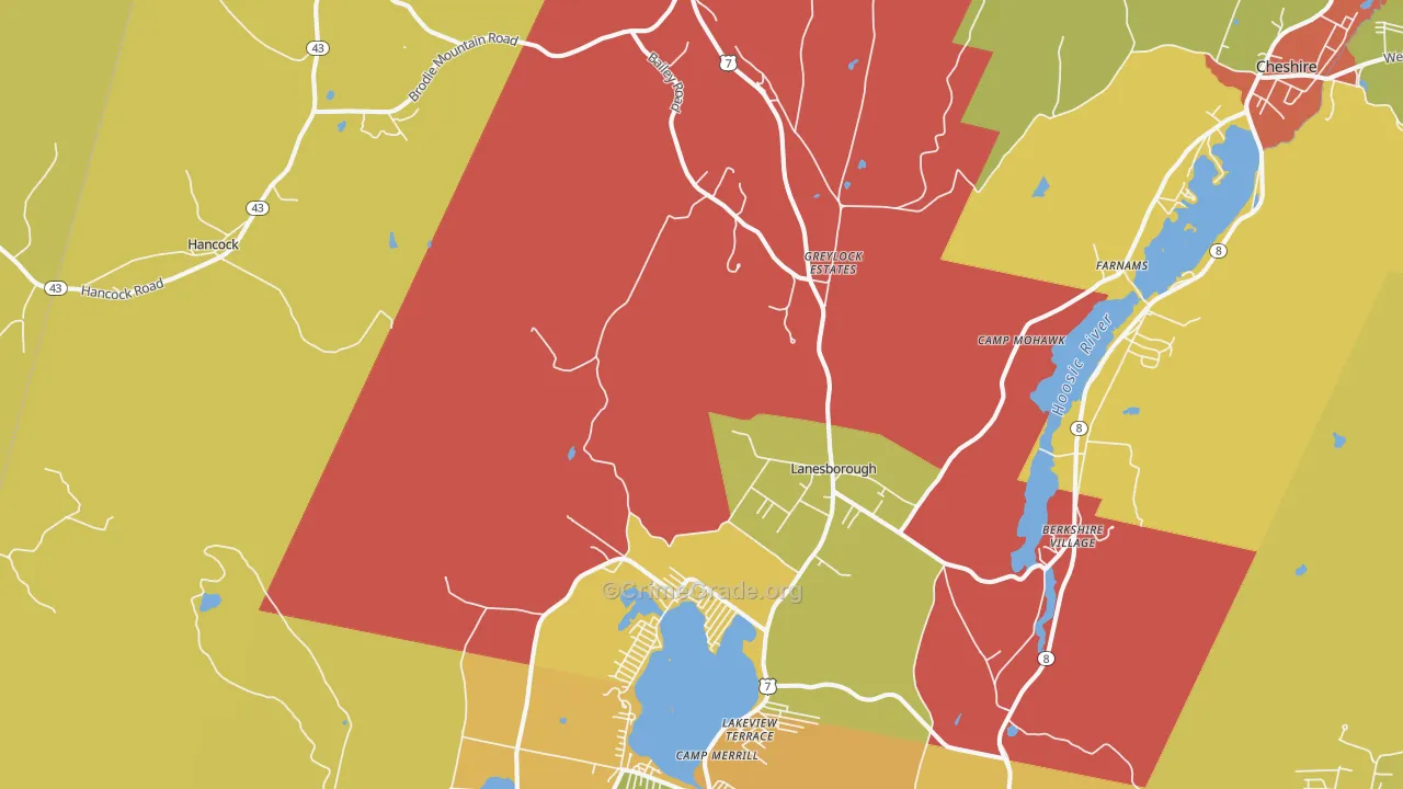 Lanesboro, MA Map of Robbery Rates