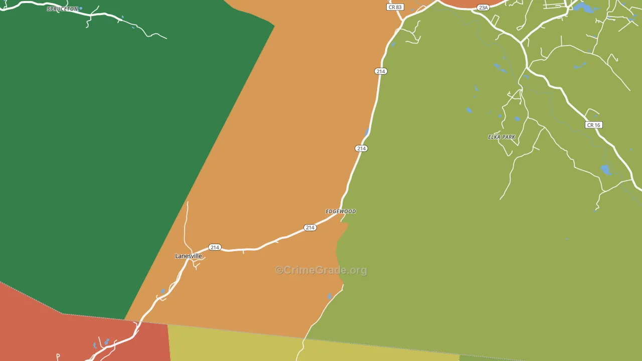 Lanesville, NY Map of Robbery Rates