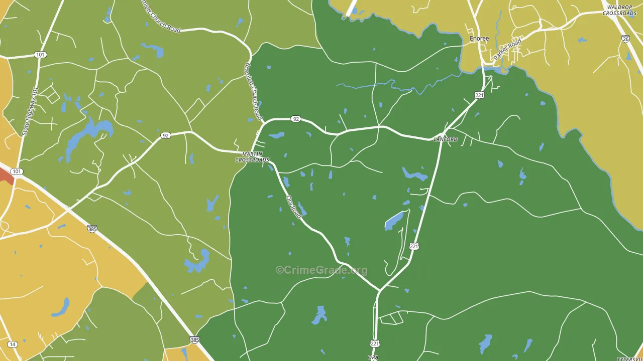 Lanford, SC Map of Robbery Rates