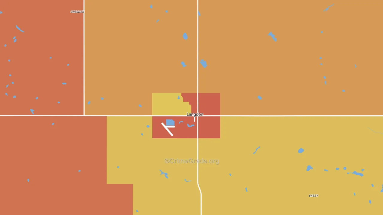 Langdon, ND Map of Robbery Rates