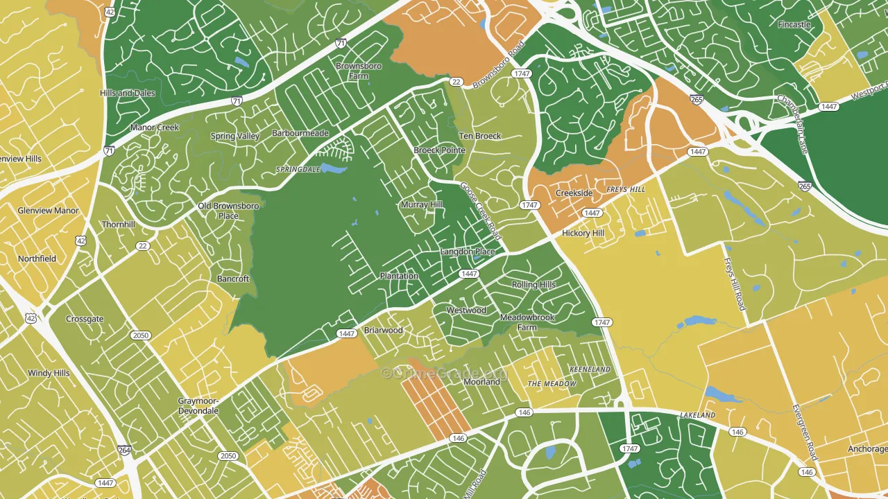 Langdon Place, KY Map of Robbery Rates