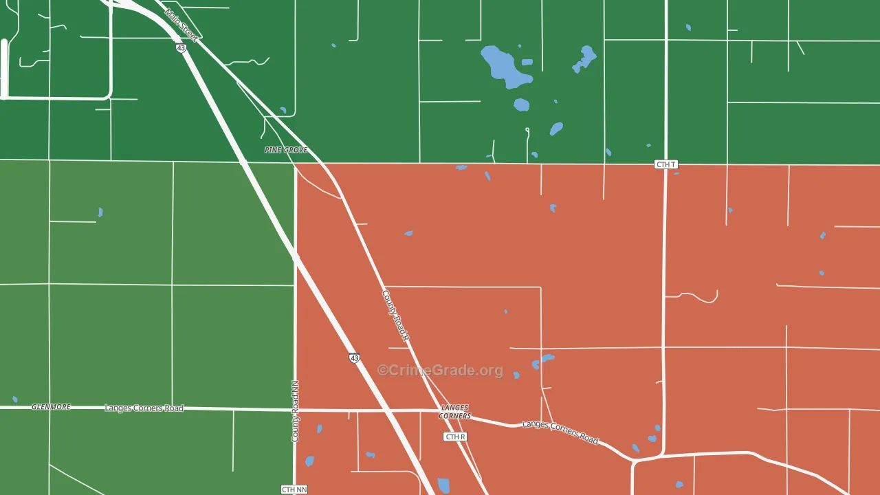 Langes Corners, WI Map of Robbery Rates