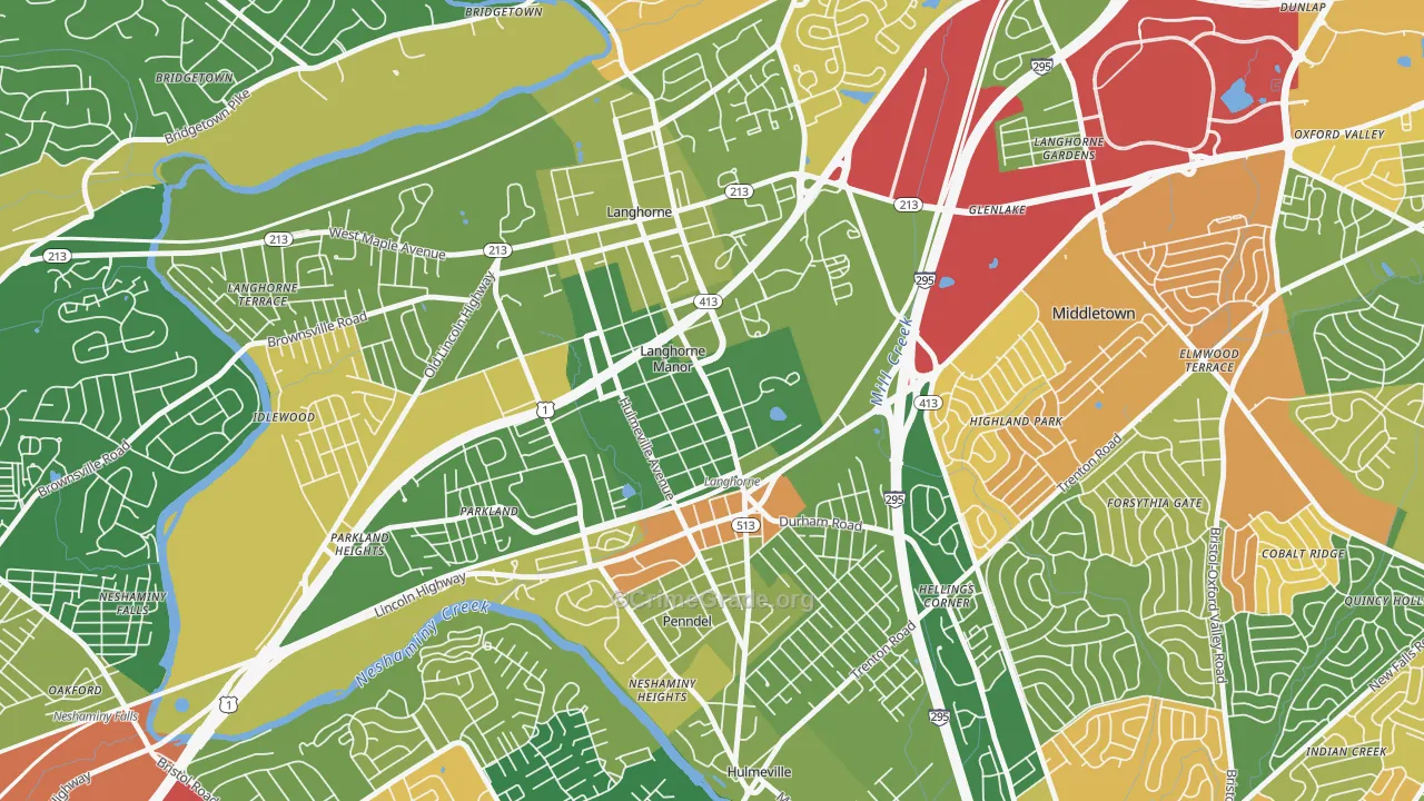 Langhorne Manor, PA Map of Robbery Rates